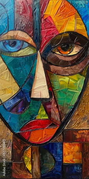 Fototapeta Surrealistic Oil Painting In Cubist Style For Design Created Using Artificial Intelligence