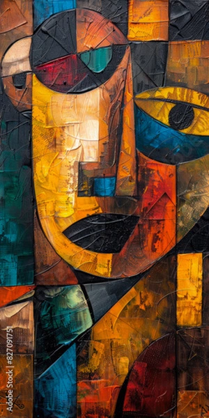 Fototapeta Surrealistic Oil Painting In Cubist Style For Design Created Using Artificial Intelligence