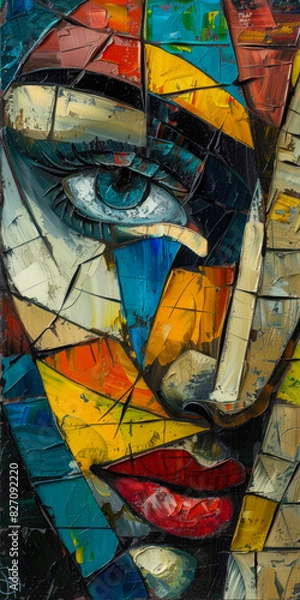 Fototapeta Surrealistic Oil Painting In Cubist Style For Design Created Using Artificial Intelligence