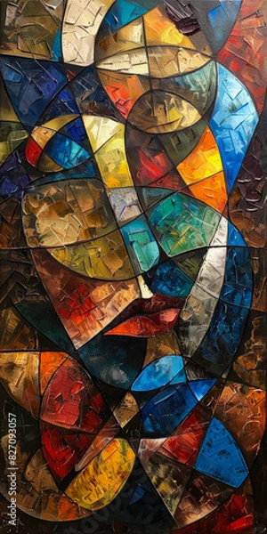 Fototapeta Surrealistic Oil Painting In Cubist Style For Design Created Using Artificial Intelligence