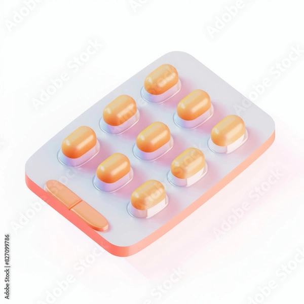 Fototapeta pack of pills icon in 3D style on a white background
