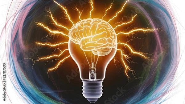 Obraz Light bulb on grass as a symbol of ecology and clean green energy. Sustainable resources background. AI generated loop