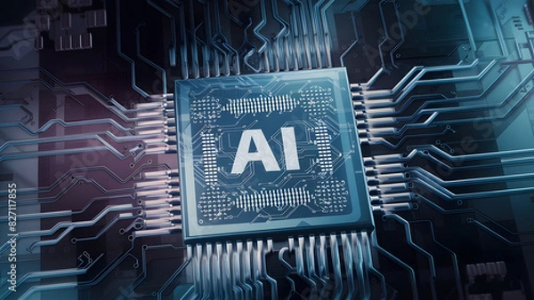 Obraz future technology, augmented reality and cyberspace concept. Education new technology. EdTech. Little girl uses a futuristic processor for augmented reality. Science technology concept. 