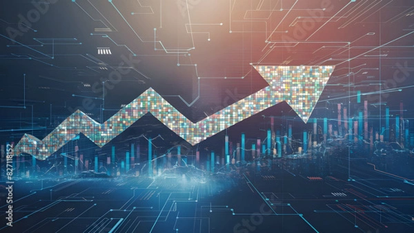 Obraz Market chart displaying the increase in business stocks, investment data, and financial profit graph. Generated with AI