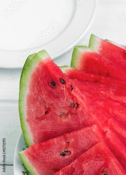 Obraz chopped watermelon on a plate