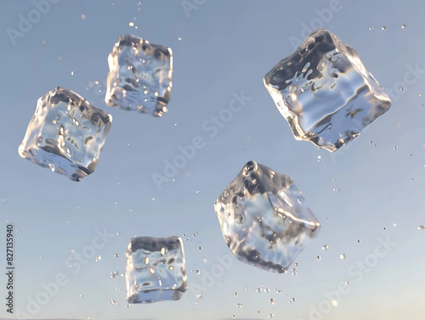 Fototapeta flying ice cubes in high resolution