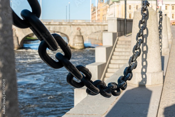 Fototapeta anchor chain on the dock