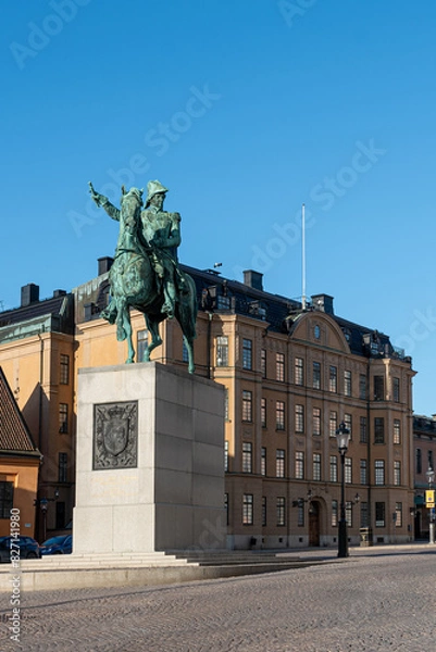 Fototapeta Charles XIV John's statue in Gamla Stan