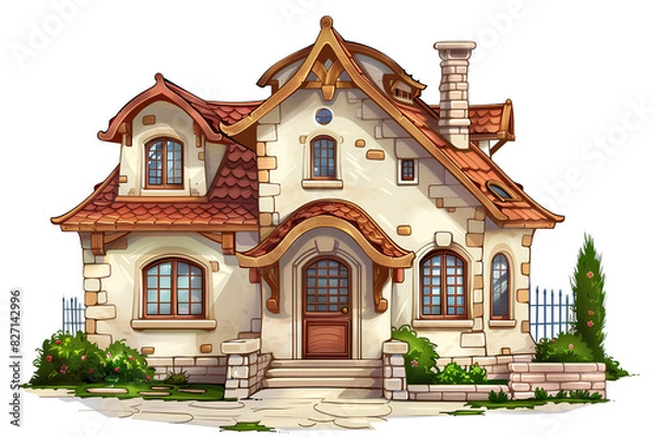 Fototapeta beautiful house building vector 3d rendering on white background