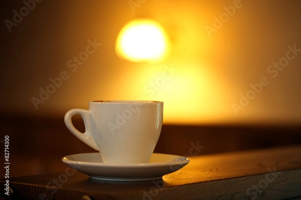 Obraz Cup of coffee on table in cafe