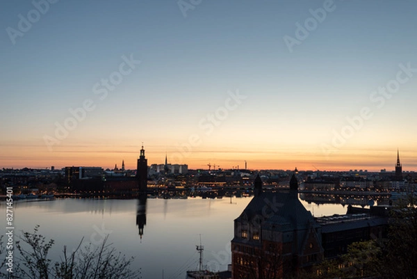 Fototapeta sunset over the river