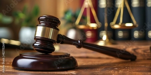 Fototapeta Judges gavel on desk symbolizing law and justice in legal system. Concept Legal System, Law and Order, Judge's Gavel, Justice Symbol