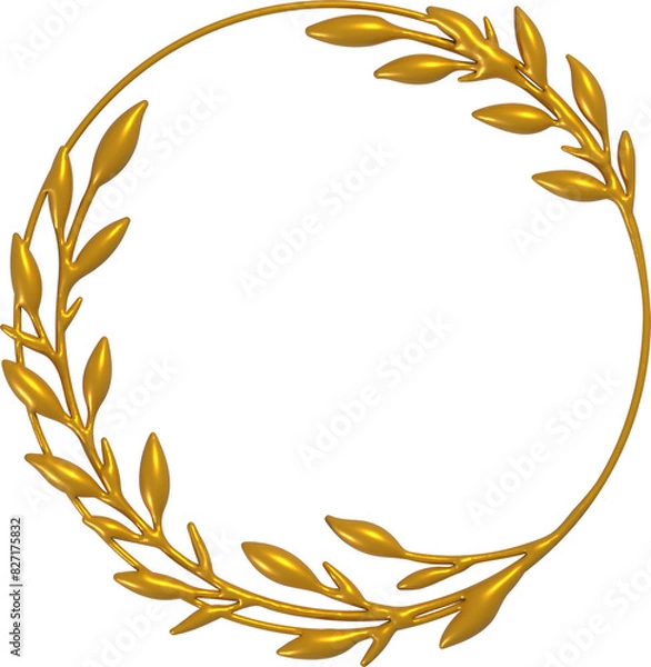 Fototapeta 3D Gold Wreath Illustration Element