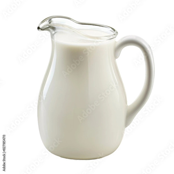 Obraz A glass jug full of whole cream cow milk on an isolated background