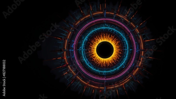 Fototapeta Neon lighting background with Eye Ball shapes