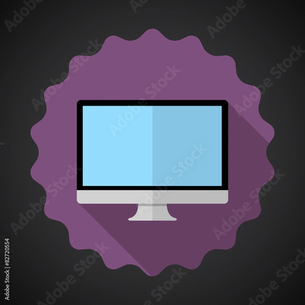 Fototapeta Designer Computer Desktop Flat Vector Icon with long shadow