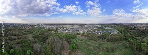 Fototapeta Drone view of Wilanow in Warsaw city Poland