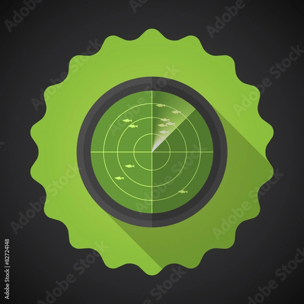 Obraz Fish Radar Sonar Flat Vector Icon with long shadow