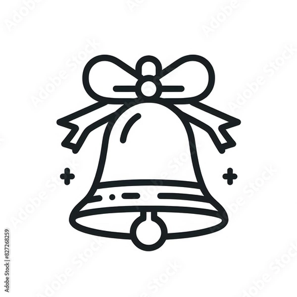 Fototapeta AI Generate of Simple Icon Logo Symbol of Christmas Bell, Jingle Bell, Bell, Genta, Lonceng Natal, with white background