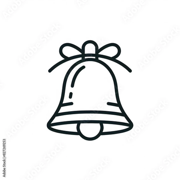 Fototapeta AI Generate of Simple Icon Logo Symbol of Christmas Bell, Jingle Bell, Bell, Genta, Lonceng Natal, with white background