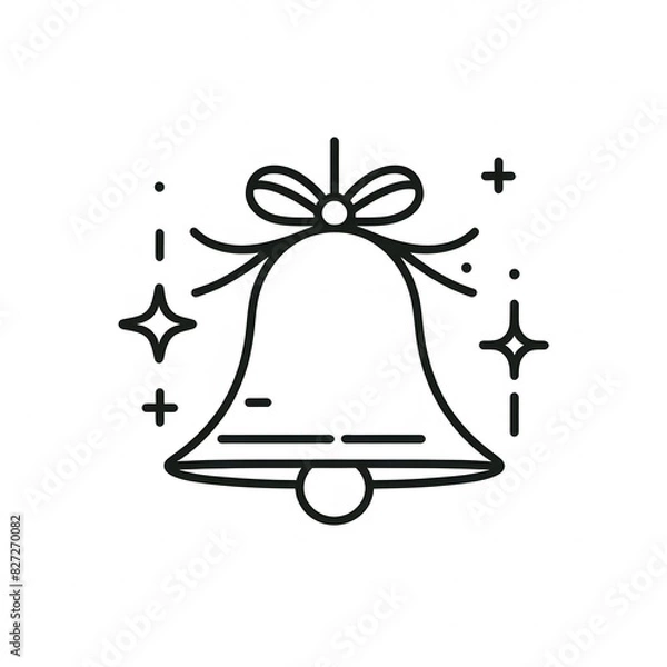 Fototapeta AI Generate of Simple Icon Logo Symbol of Christmas Bell, Jingle Bell, Bell, Genta, Lonceng Natal, with white background