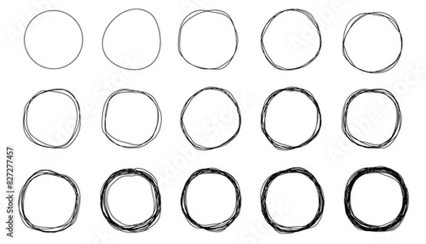 Fototapeta Round Circle hand drawn vector illustration, Round ircle logo frames with handrawn stroke.
