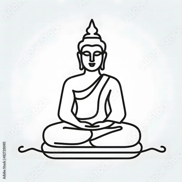 Fototapeta AI Generate of Simple Icon Logo Symbol of Buddha Meditation, Meditate, Meditation, Buddha Statue, Buddha Lotus Position, with white background