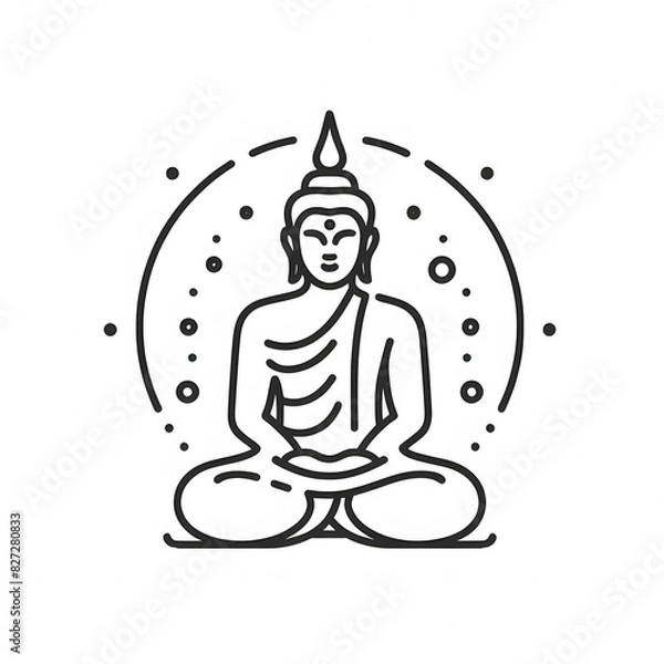 Fototapeta AI Generate of Simple Icon Logo Symbol of Buddha Meditation, Meditate, Meditation, Buddha Statue, Buddha Lotus Position, with white background