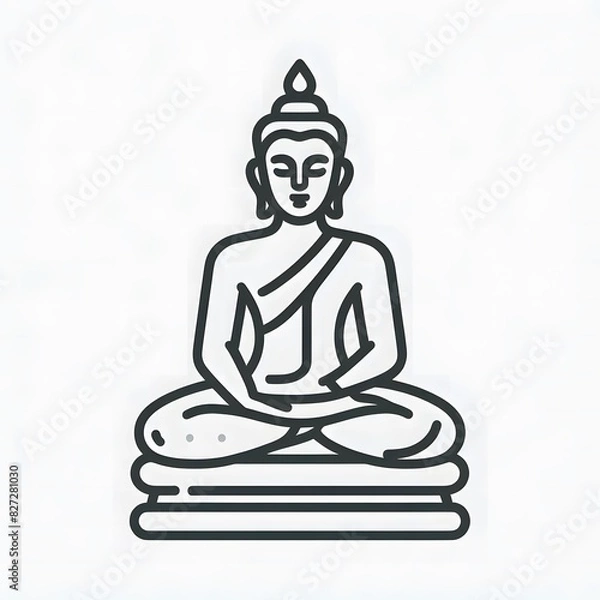 Fototapeta AI Generate of Simple Icon Logo Symbol of Buddha Meditation, Meditate, Meditation, Buddha Statue, Buddha Lotus Position, with white background