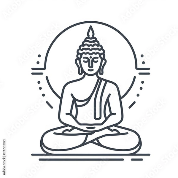 Fototapeta AI Generate of Simple Icon Logo Symbol of Buddha Meditation, Meditate, Meditation, Buddha Statue, Buddha Lotus Position, with white background