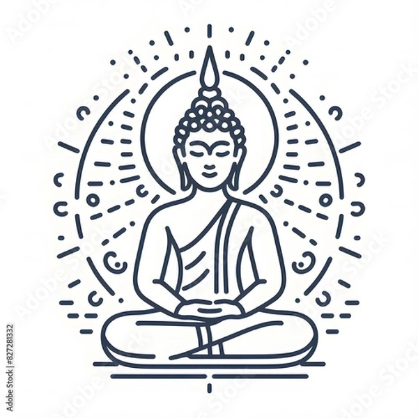 Fototapeta AI Generate of Simple Icon Logo Symbol of Buddha Meditation, Meditate, Meditation, Buddha Statue, Buddha Lotus Position, with white background