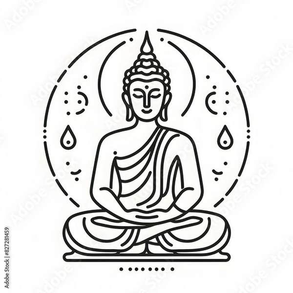 Fototapeta AI Generate of Simple Icon Logo Symbol of Buddha Meditation, Meditate, Meditation, Buddha Statue, Buddha Lotus Position, with white background