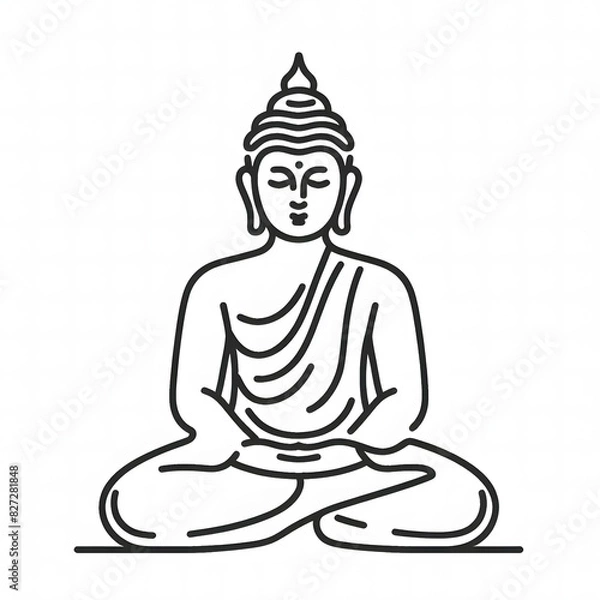 Fototapeta AI Generate of Simple Icon Logo Symbol of Buddha Meditation, Meditate, Meditation, Buddha Statue, Buddha Lotus Position, with white background