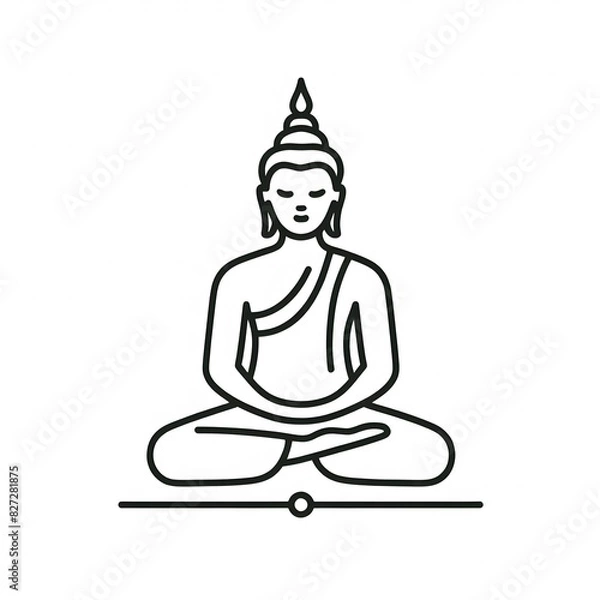 Fototapeta AI Generate of Simple Icon Logo Symbol of Buddha Meditation, Meditate, Meditation, Buddha Statue, Buddha Lotus Position, with white background