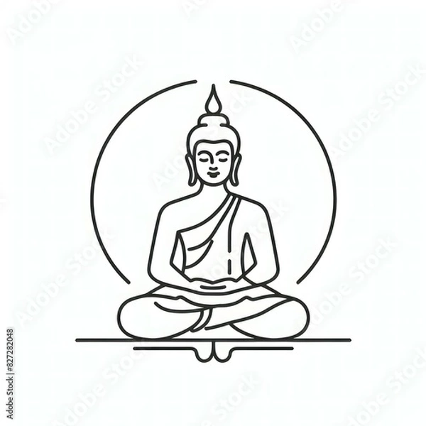 Fototapeta AI Generate of Simple Icon Logo Symbol of Buddha Meditation, Meditate, Meditation, Buddha Statue, Buddha Lotus Position, with white background
