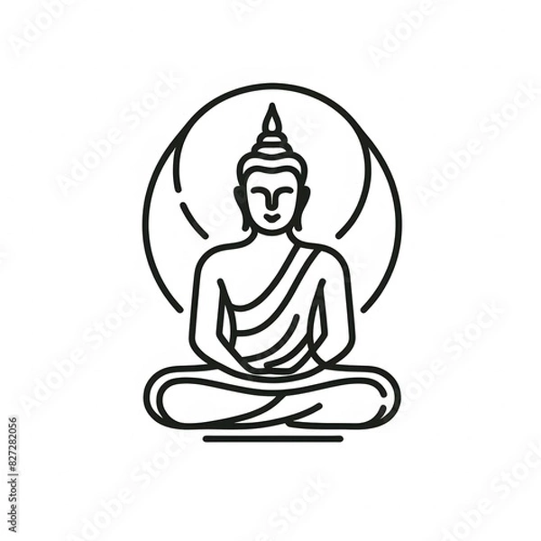 Fototapeta AI Generate of Simple Icon Logo Symbol of Buddha Meditation, Meditate, Meditation, Buddha Statue, Buddha Lotus Position, with white background