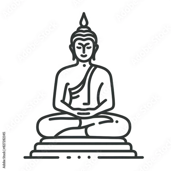 Fototapeta AI Generate of Simple Icon Logo Symbol of Buddha Meditation, Meditate, Meditation, Buddha Statue, Buddha Lotus Position, with white background