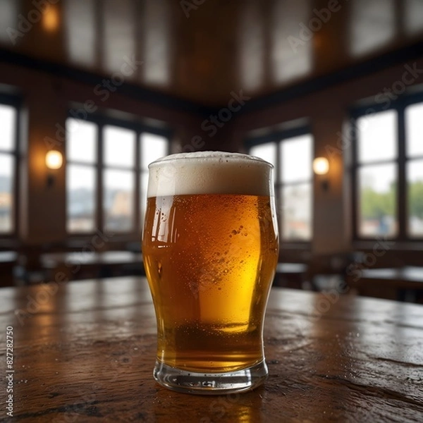 Fototapeta glass of beer on table, ai generated