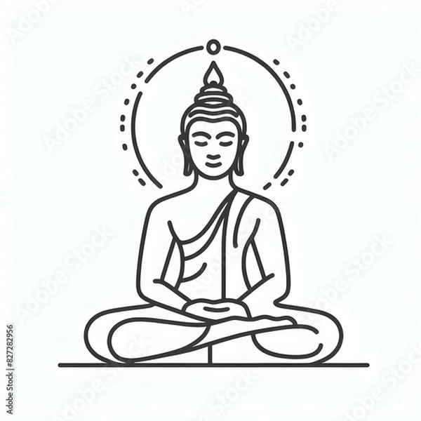 Fototapeta AI Generate of Simple Icon Logo Symbol of Buddha Meditation, Meditate, Meditation, Buddha Statue, Buddha Lotus Position, with white background