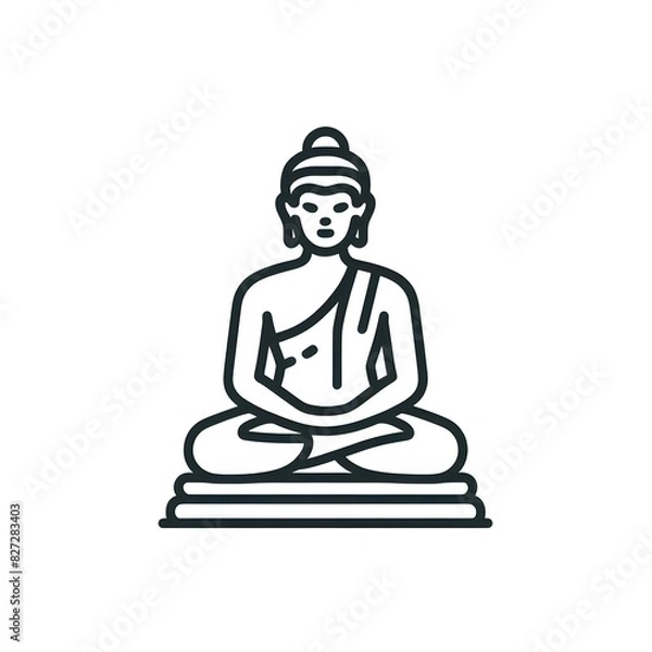 Obraz AI Generate of Simple Icon Logo Symbol of Buddha Meditation, Meditate, Meditation, Buddha Statue, Buddha Lotus Position, with white background