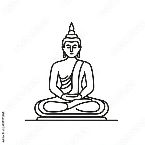 Fototapeta AI Generate of Simple Icon Logo Symbol of Buddha Meditation, Meditate, Meditation, Buddha Statue, Buddha Lotus Position, with white background