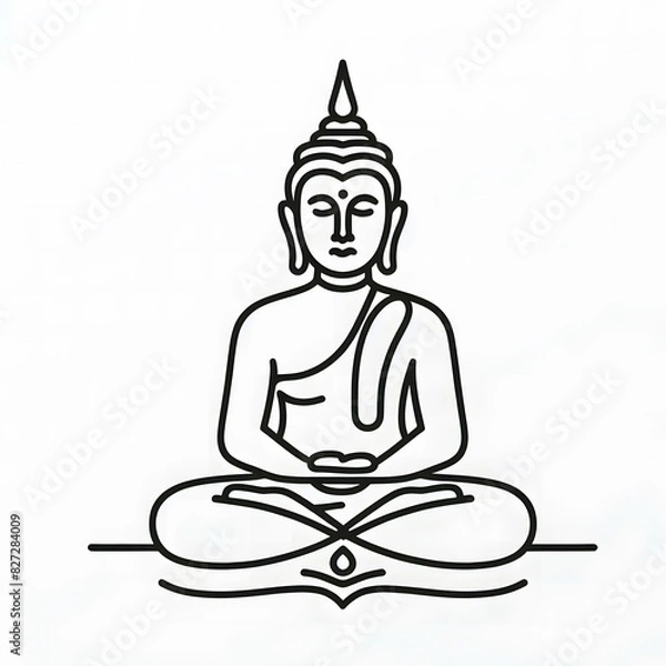Fototapeta AI Generate of Simple Icon Logo Symbol of Buddha Meditation, Meditate, Meditation, Buddha Statue, Buddha Lotus Position, with white background