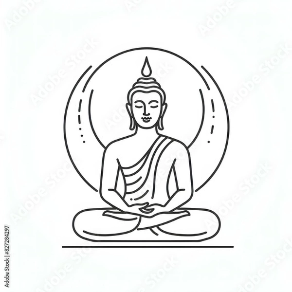 Fototapeta AI Generate of Simple Icon Logo Symbol of Buddha Meditation, Meditate, Meditation, Buddha Statue, Buddha Lotus Position, with white background
