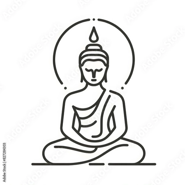 Fototapeta AI Generate of Simple Icon Logo Symbol of Buddha Meditation, Meditate, Meditation, Buddha Statue, Buddha Lotus Position, with white background