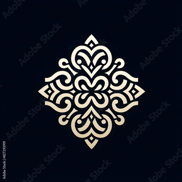 Fototapeta AI Generate of Elegant Premium Icon Logo Vector Symbol of Abstract Ornament  with black background