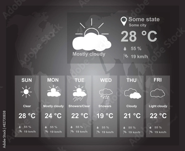 Fototapeta Website with many weather icons