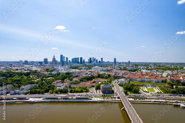 Obraz Drone View of Warsaw, Poland
