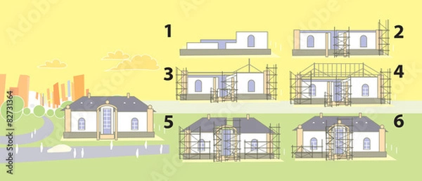 Fototapeta construction phase cottage. Vector
