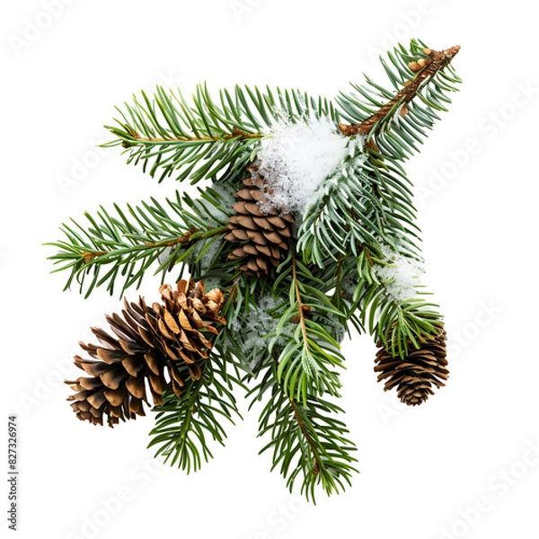 Obraz fir tree branch with cones