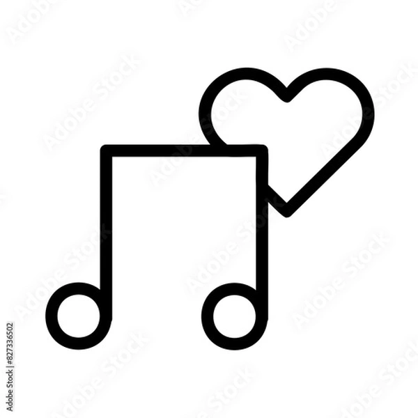 Fototapeta Heart Musical Note Outline Icon - Suitable for Web Page, Mobile App, UI, UX Design